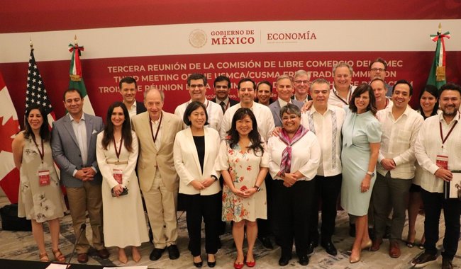 México recibe a las autoridades comerciales de Estados Unidos y Canadá para celebrar la Comisión de Libre Comercio del T-MEC